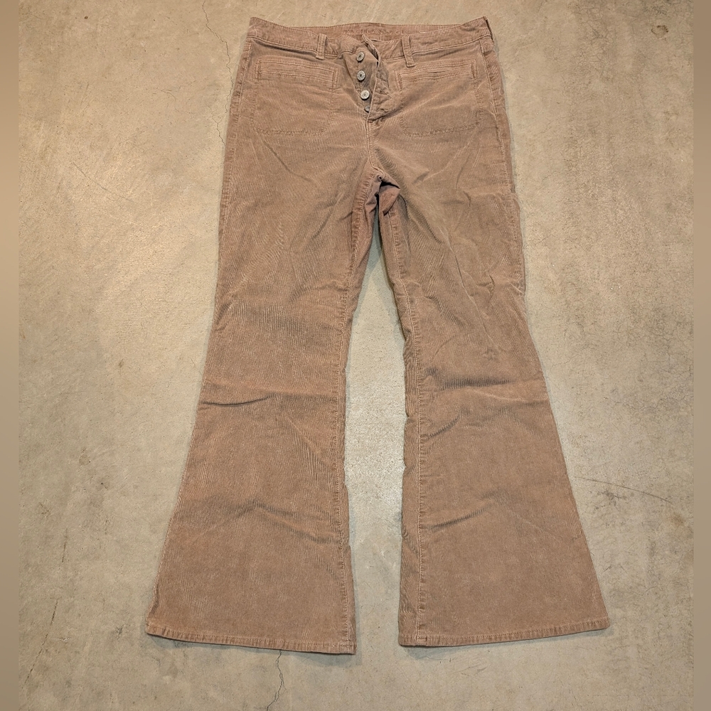 American Eagle Outfitters Corduroy Flare Jeans in Taupe Brown